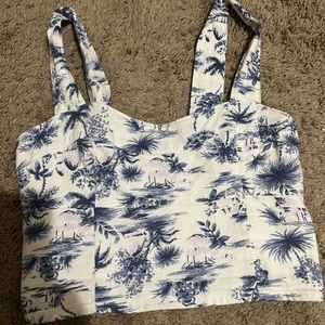 Abercrombie Hawaiian Print Linen Tank